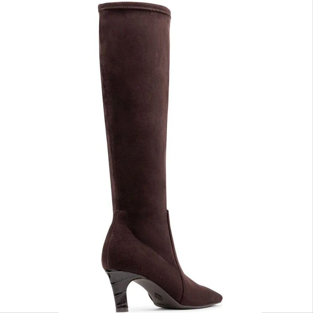 DONALD PLINER Beaufort Knee High Boots Size 8 Brown Stretch Faux Suede NEW $298 - Picture 5 of 12